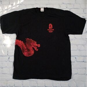 Olympics Shirt Mens XL‎ Black 2008 Beijing Summer Games Dragon Print